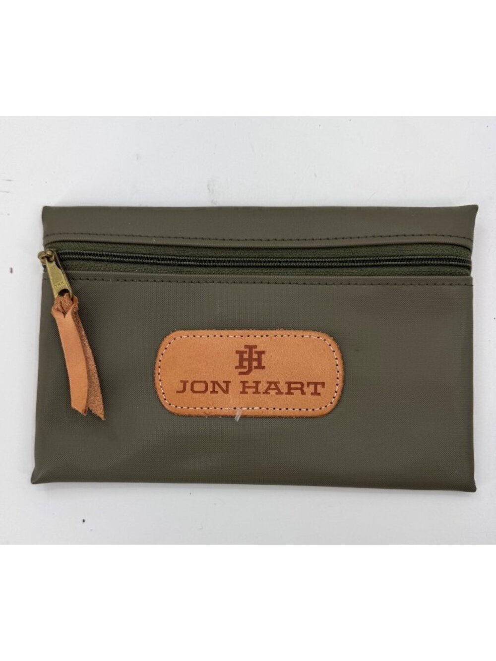 Jon Hart Design Coated Canvas Zippered Small Pouch Cosmetic Makeup Bag Olive